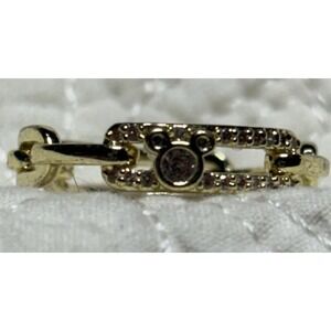 Disney Parks Gold Tone Mickey Icon Cubic Zirconia Women's Ring Size 7